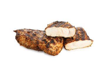 Tasty grilled chicken breasts isolated on white