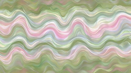 Abstract Wavy Pattern with Pastel Green and Pink Hues