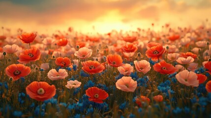 Obraz premium A field of wildflowers, representing the beauty of individuality in mental health journeys