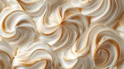 Obraz premium Top view of swirled meringue with toasted peaks