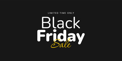 Fototapeta premium Black friday typography banner design. Black friday sale text isolated on black background. Vector illustration