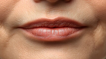 Obraz premium Close-up photograph of the lips before and after filler treatment, highlighting reduced wrinkles around the lips and a smoother, youthful look post-procedure