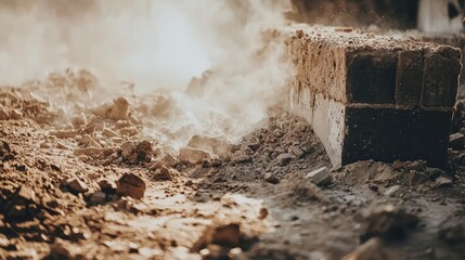 Fototapeta premium Crumbling Foundation Turning to Dust in Close-Up