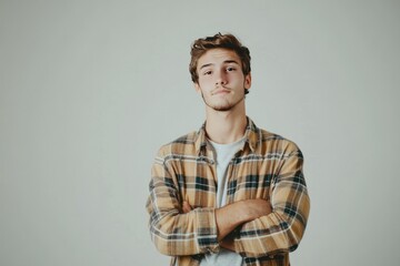 Obraz premium Casual Portrait of Young Man with Flannel Shirt