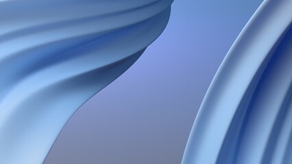 Matte twisted gentle curve in blue and white gradient, an elegant and modern 3D rendering of an abstract background with a sense of luxury.
