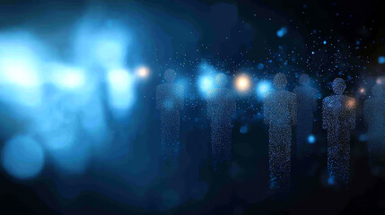Naklejka premium Holographic HR room, virtual employees profiles, team performance tracking, 3D illustration