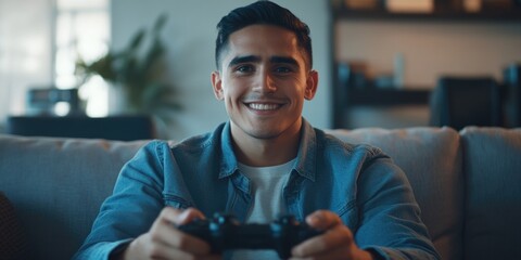 Gaming Enthusiast Enjoying a Relaxed Gaming Session at Home