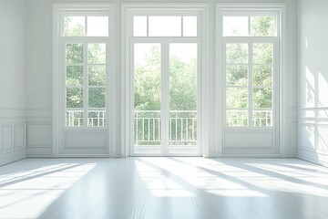 Bright and Airy Minimalist Room with Large Windows