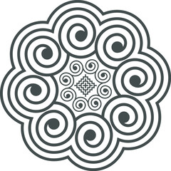 The spiral lines are designed in an ancient Hmong pattern similar to a shell pattern and combined with a modern design.