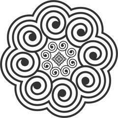 The spiral lines are designed in an ancient Hmong pattern similar to a shell pattern and combined with a modern design.