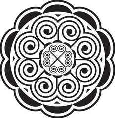 The spiral lines are designed in an ancient Hmong pattern similar to a shell pattern and combined with a modern design.