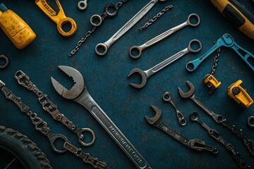 Fototapeta premium Tools on Dark Background for Mechanics and Repair Work