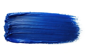 Fototapeta premium Wide-angle stroke of dark blue paint on white background isolated