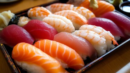 Fresh Assortment of Sushi on a Platter