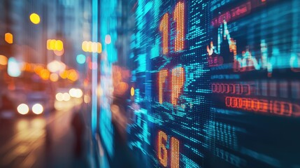 Stock Market Ticker Display Close-Up