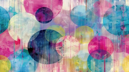 Fototapeta premium Abstract Watercolor Painting with Overlapping Circles