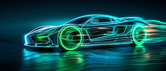 High-Speed Concept Car Design for Futuristic Automotive Visuals. for electric vehicles, automotive innovation, high-performance sports cars, transportation and automotive technology.