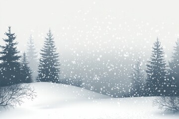Obraz premium Snowy background pine illustration winter.