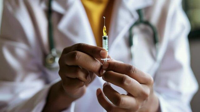 Doctor holding a syringe in his hands