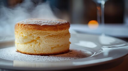 Delicate Soufflé on a White Plate