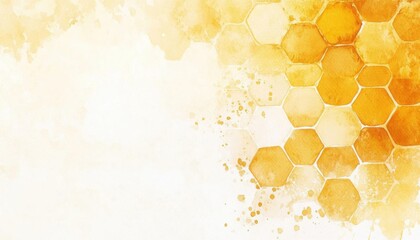 10 honeycombs pattern background, texture element, watercolor style, golden honey hues, subtle brush strokes, isolated on white background,