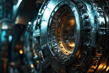 Obraz premium Close-Up of an Engine Turbine Showcasing Details