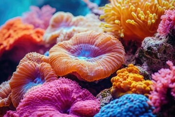 Vibrant Coral Close-Up Showcase of Underwater Beauty