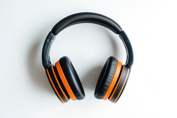 Naklejka premium Sleek Black Headphones with Orange Accents