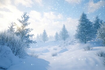 Obraz premium Serene Beauty of Falling Snowflakes in Nature