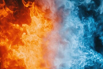 Striking Contrast of Fiery Orange and Cool Blue Flames
