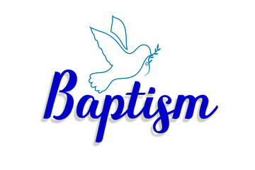 Baptism letter with dove logo isolated on white background