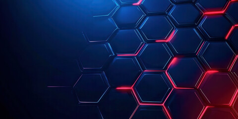 A blue and red hexagonal pattern with a blue background