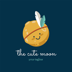 Cute moon logo. Baby Moon