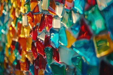 Obraz premium beautiful background made of pieces of broken, colored glass. close-up. place for the text