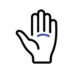 Obraz premium Open Hand Icon in Blue and Black Minimalist Design for Healthcare Assistance Concept