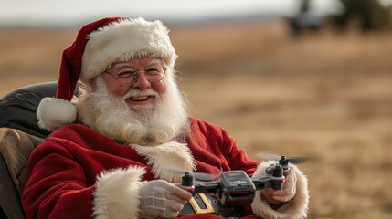 Santa's Modern Christmas: Using a Drone for Present Delivery with Joyful Relaxation on Sleigh