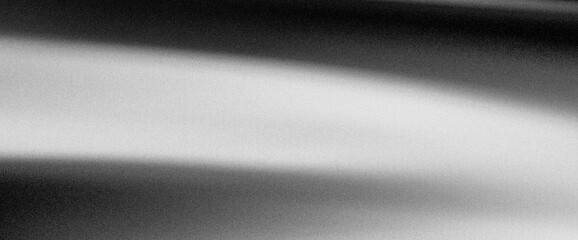 Black dark gray silver white wave abstract background, grainy gradient background illuminated spot on dark gray noise texture banner header poster backdrop, copy space