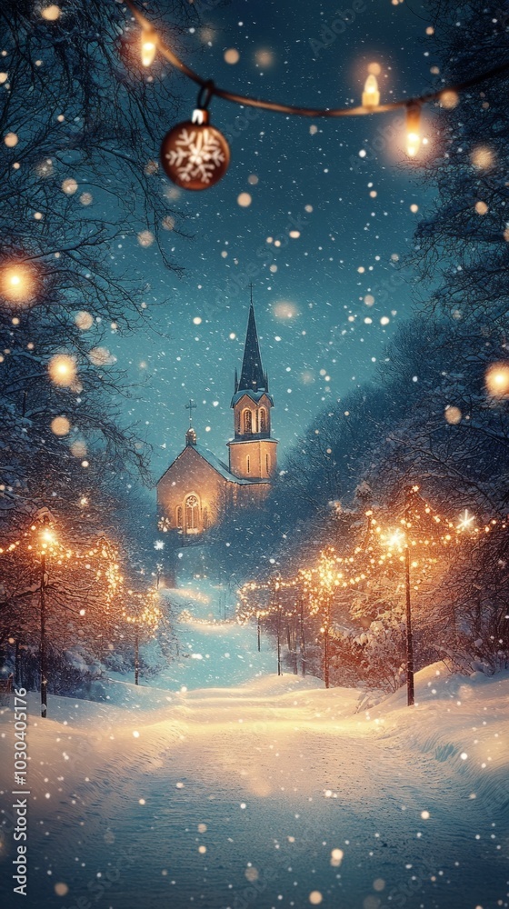 Wall mural Silent Night, Christmas lights