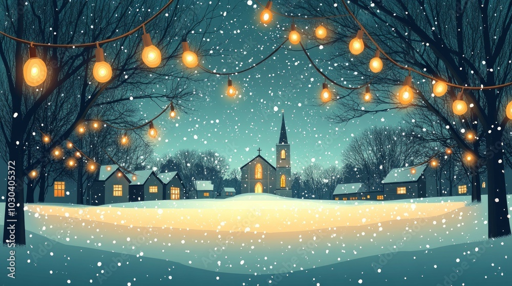 Canvas Prints Silent Night, Christmas lights