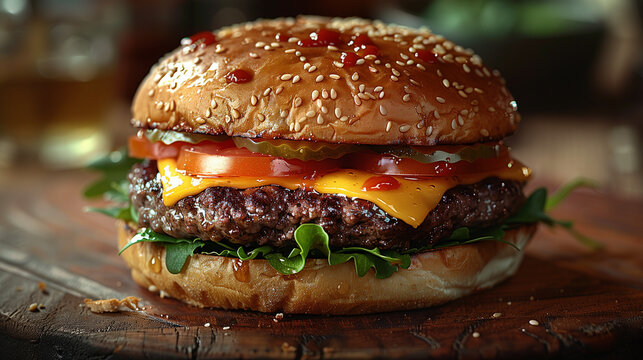 closeup juicy burger