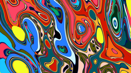 Abstract colorful fluid fractal psychedelic background for summer