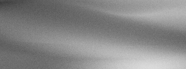 Black dark gray silver white wave abstract background, grainy gradient background illuminated spot on dark gray noise texture banner header poster backdrop, copy space