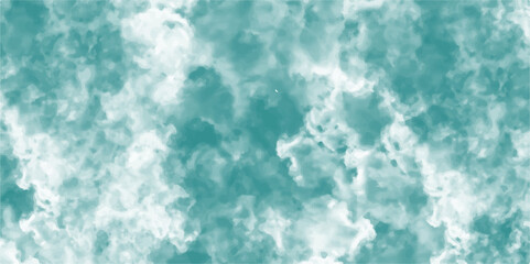 Abstract mint blue sky watercolor background. Cloudy mint sky with light blue watercolor clouds and smoke. Grungy, elegant vintage grunge background texture.