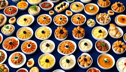 A beautiful display of oscypek dishes, featuring unique flavor combinations and creative presentations, captivates food lovers at any gathering, Generative AI