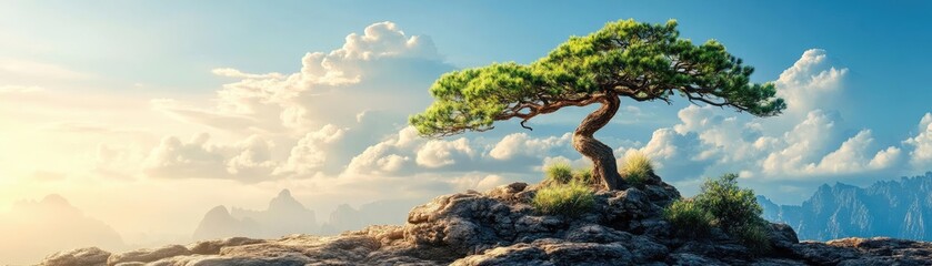 A tree with a sturdy trunk and flexible branches, symbolizing mental flexibility and resilience