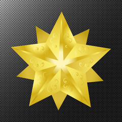 Christmas star made of gold isolated on a transparent background. Vector.