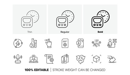 Microphone, Voting ballot and Chemistry lab line icons. Pack of File settings, Metro, Augmented reality icon. Attached info, No internet, Ab testing pictogram. Green electricity, Recycle. Vector