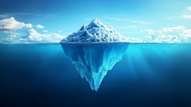 Big Data is like an iceberg: only a small part is visible, while a huge amount remains hidden. This image represents how much information we have access to, but also how much we don't.