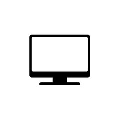 Computer display monitor icon, black flat style icon vector.