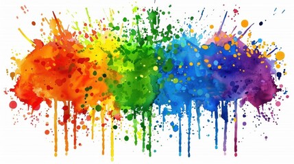 Fototapeta premium Watercolor Rainbow Splashes and Drips